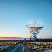satellite dish during sunset