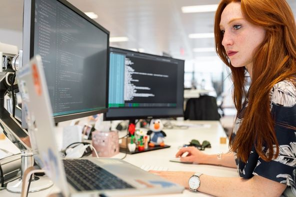 female software developer in the office