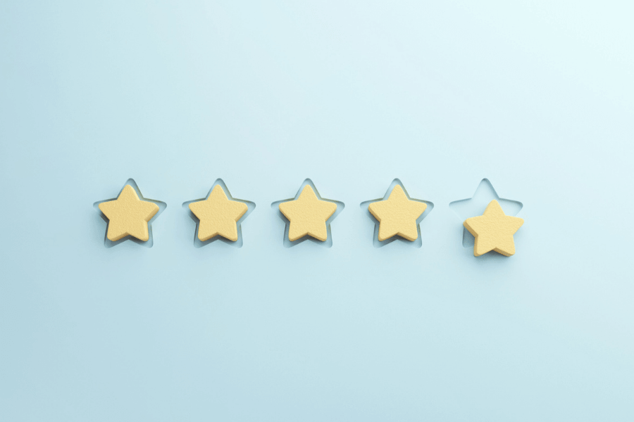 3D image of 5 stars on blue background