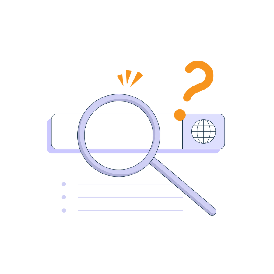 Illustration of a magnifying glass over browser search bar
