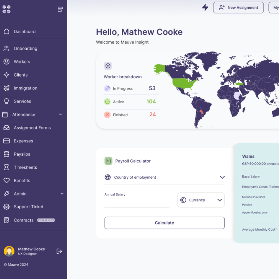 a screenshot of Mauve Insight dashboard