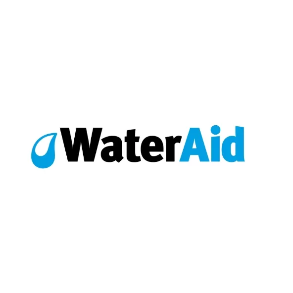 A blue waterdrop, accompanied by the word 'WaterAid'