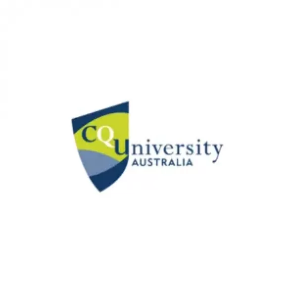 A blue green shield featuring the words 'CQ University Australia'